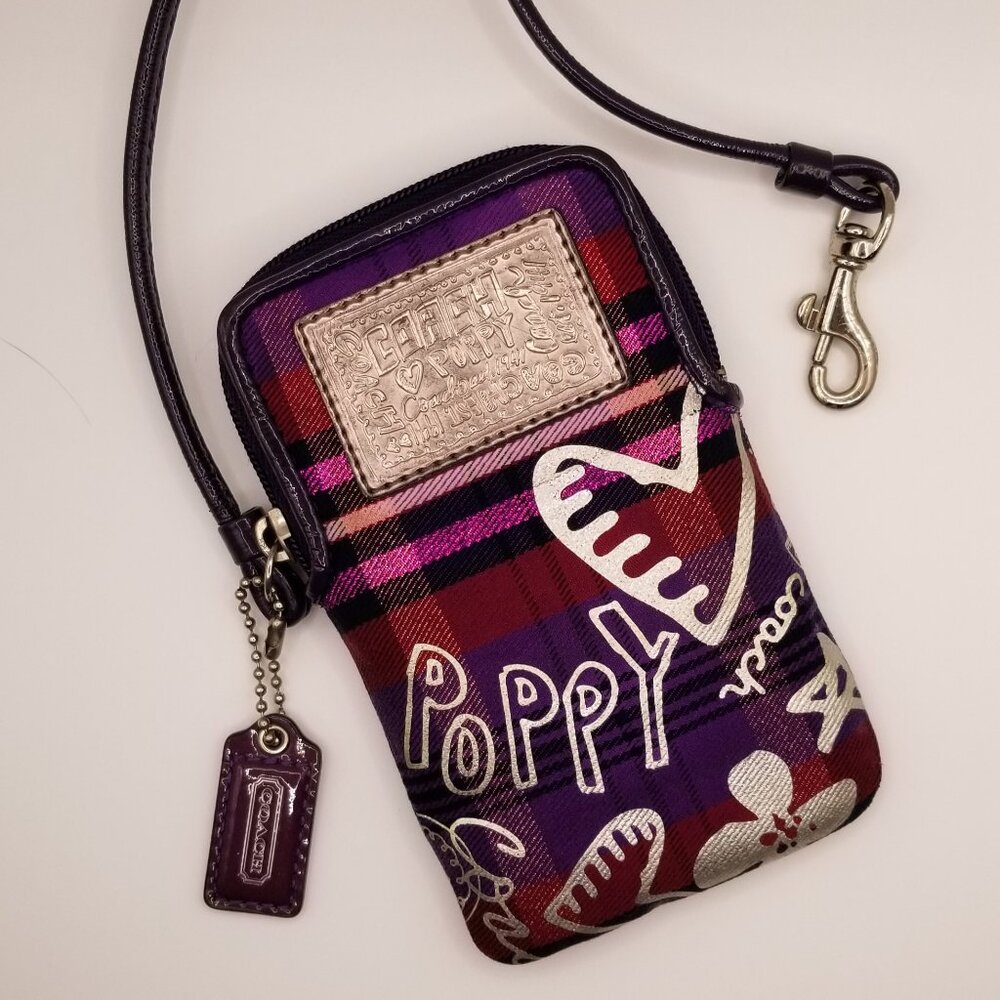 Coach - "Poppy" Purple Tartan Wristlet (Retired) - EUC - Picture 2 of 16